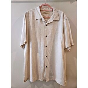 Island Republic Mens Silk Blend Camp Shirt Tropical  Beige Button Up Size XXL